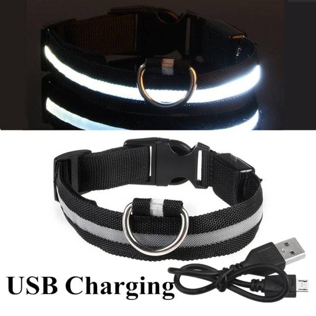 LED Glowing Dog Collar Luminous & Adjustable Makes Your Dog Visible Safe - The Little Market Shop