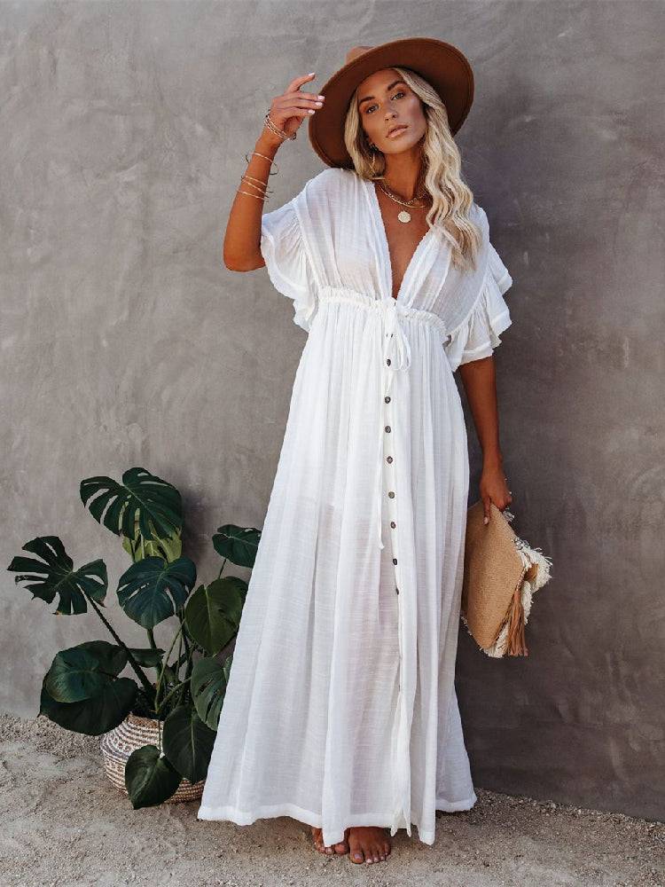 Stay Stylish on the Shore: Women's Casual Tunic Beach Dress for Effortless Summer Chic - The Little Market Shop