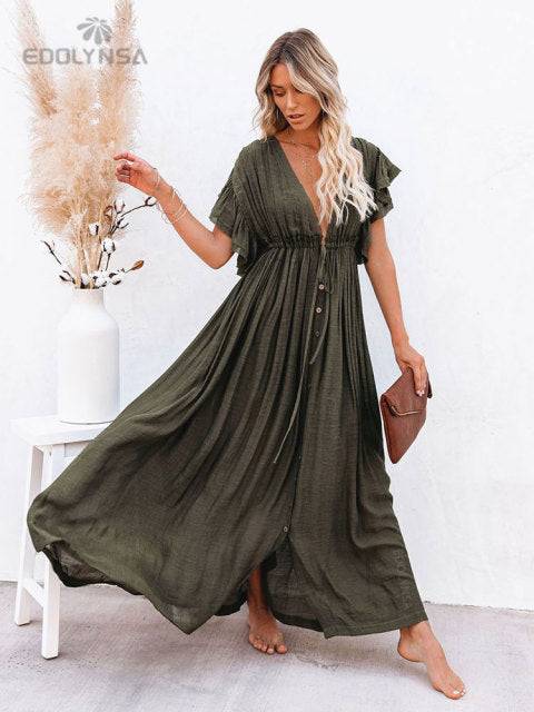 Stay Stylish on the Shore: Women's Casual Tunic Beach Dress for Effortless Summer Chic - The Little Market Shop