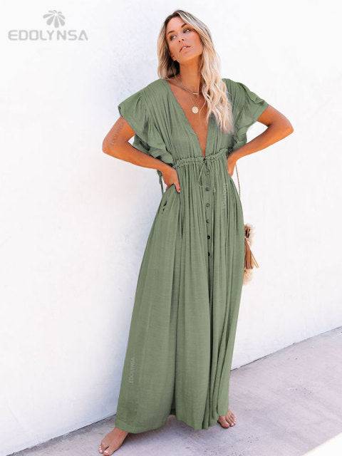 Stay Stylish on the Shore: Women's Casual Tunic Beach Dress for Effortless Summer Chic - The Little Market Shop