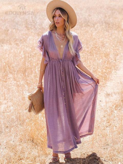 Stay Stylish on the Shore: Women's Casual Tunic Beach Dress for Effortless Summer Chic - The Little Market Shop