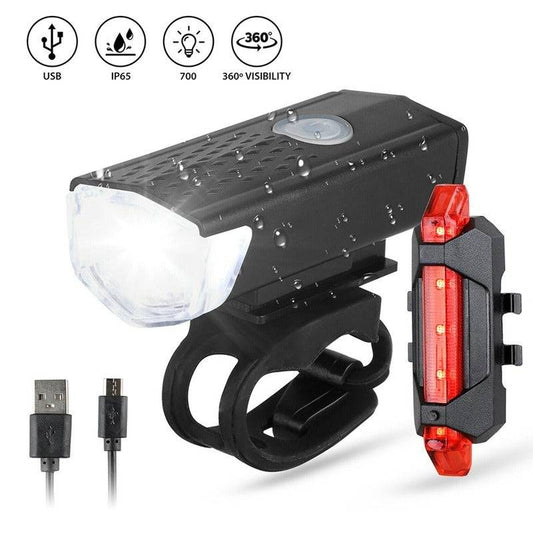USB Rechargeable Set Bicycle Front Back Headlight FREE SHIPPING - The Little Market Shop