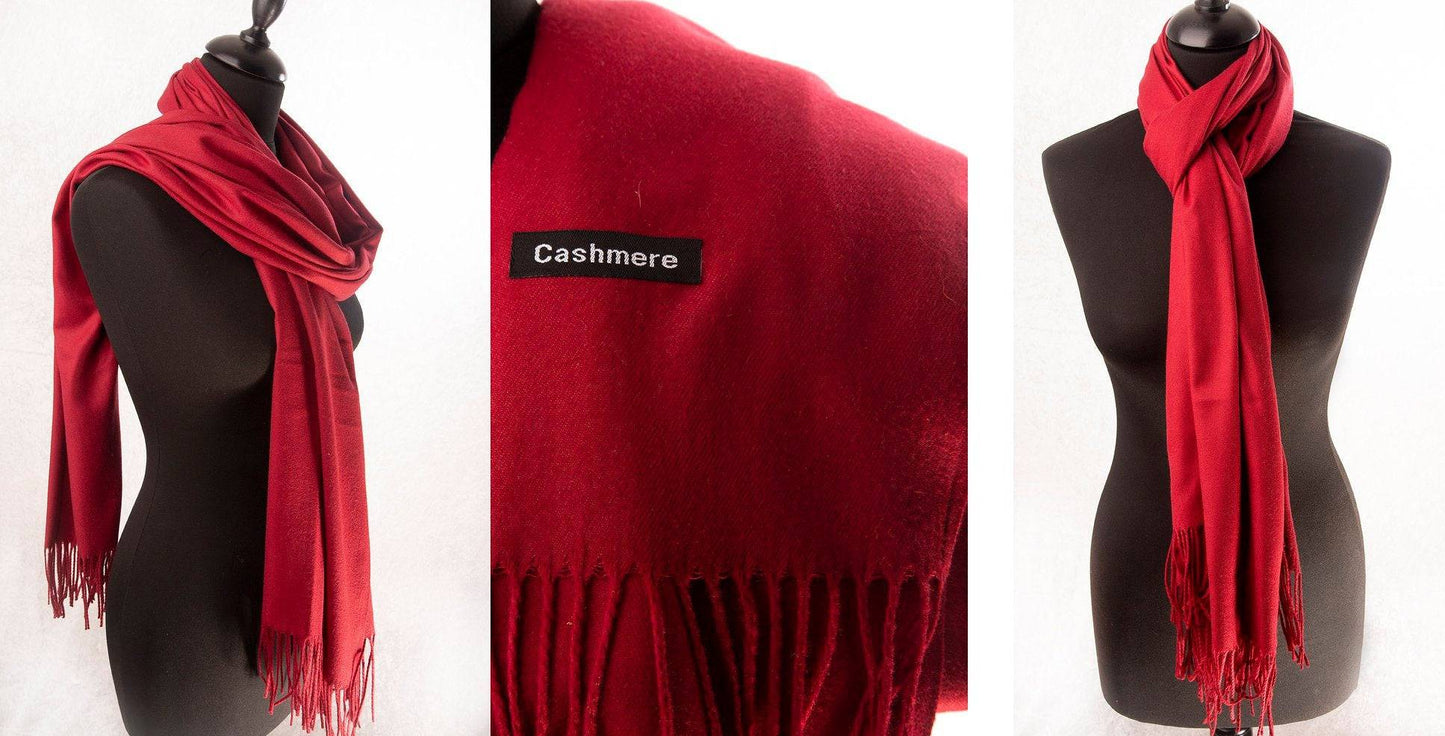 Red Cashmere Shaw Wrap in Elegance with our Luxurious, Warm, and Stylish scarf FREE SHIPPING - The Little Market Shop