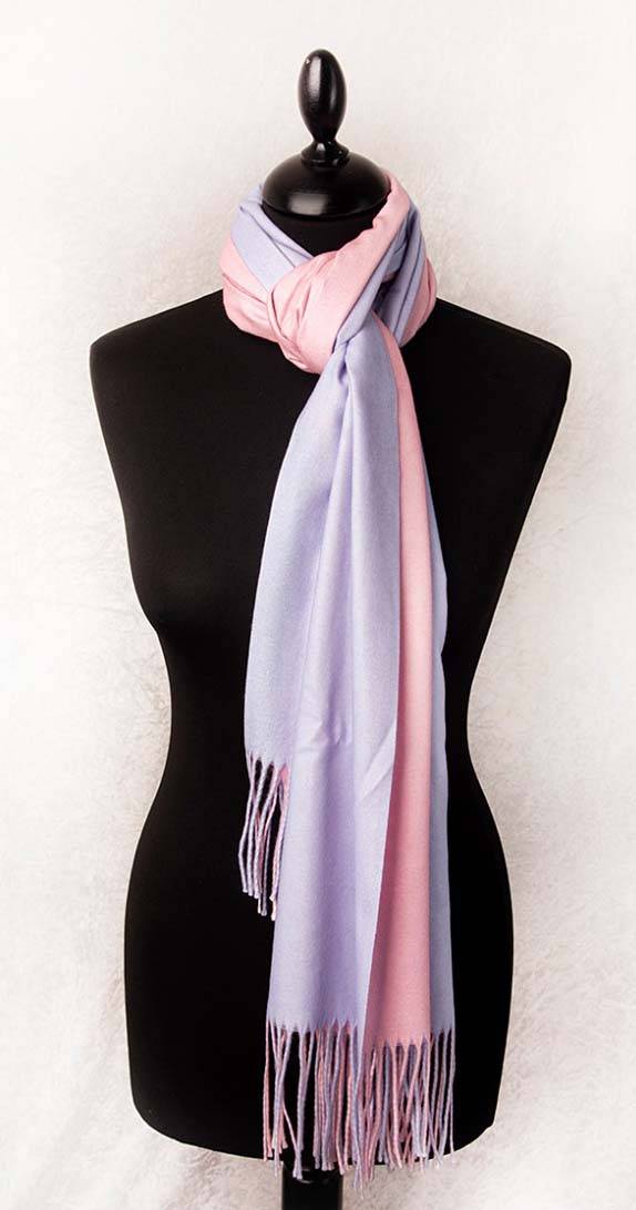 Luxury Two-Tone Cashmere Shawl – Elegant Blue & Pink Reversible Evening Wrap - The Little Market Shop