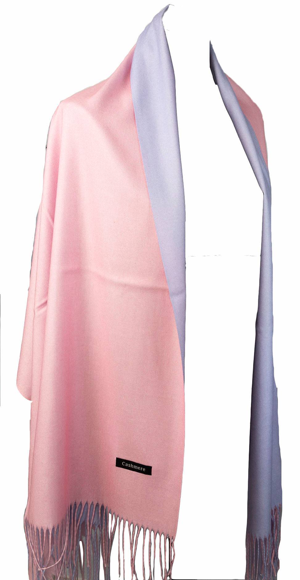 Luxury Two-Tone Cashmere Shawl – Elegant Blue & Pink Reversible Evening Wrap - The Little Market Shop