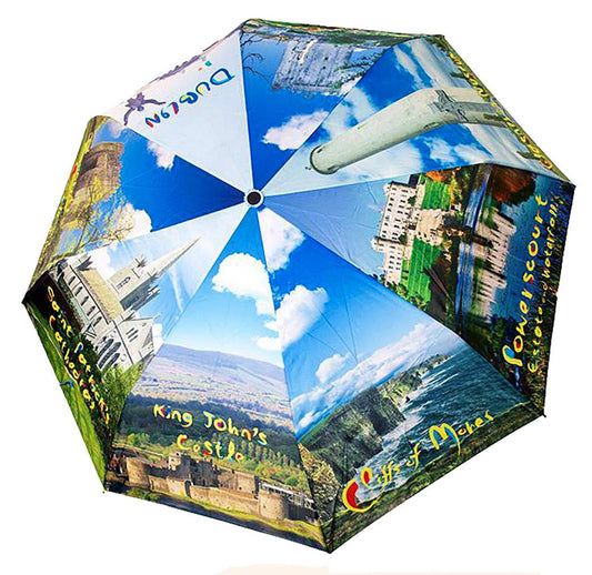 Umbrella Ireland Folding Wind Resistant Auto open button Scenic portable Light - The Little Market Shop