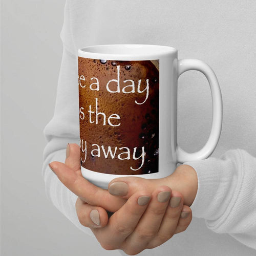 A Coffee a Day' Designed Cup for Caffeine Lovers White glossy mug